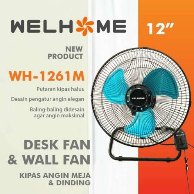 KIPAS ANGIN BESI TORNADO 12&quot; 2 in 1 WELHOME WH - 1261M