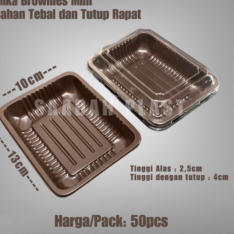 Ready (ISI 50) Mika Brownies Mini Kecil / Kotak Puding Bronis Kue Tart - WARNA COKLAT ®➴ (Grosir)