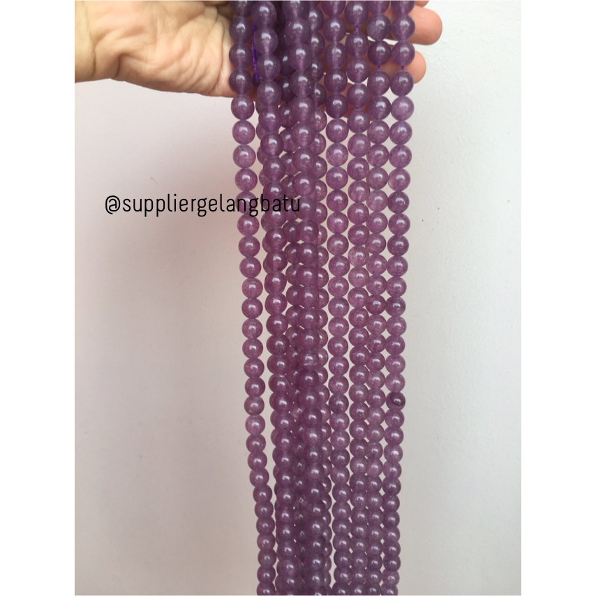 batu agate 10mm ungu bening clear purple cubung aksesoris fashion ol grosir kerajinan bahan craft