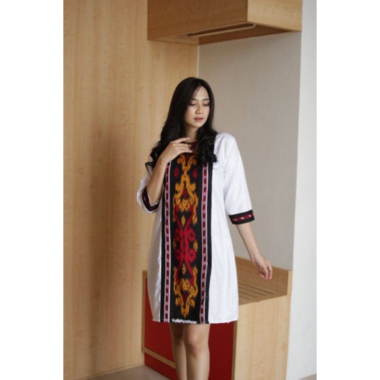 DRESS TUNIK TENUN ETHNIC MIX TOYOBO SIZE M L XL