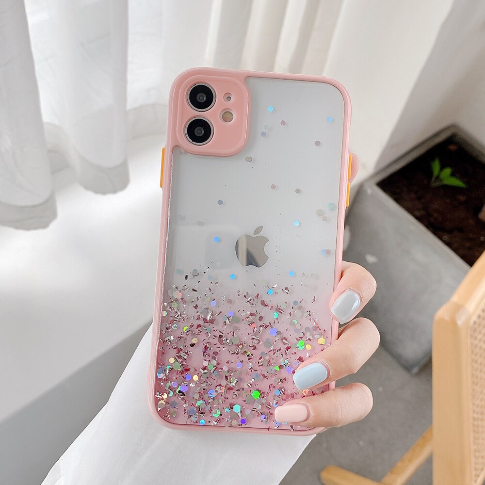 IPHONE Cover Pelindung case epoxy resin Gradasi Transparan Silikon Untuk Iphone11 12 13 14 Pro Max Plus X Xs Xr 7 8 Plus