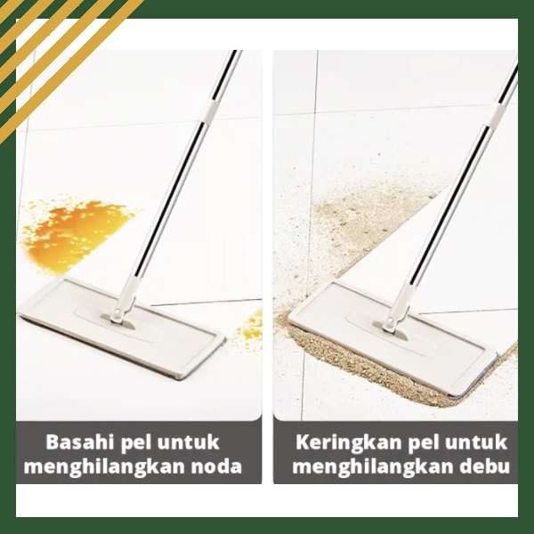 ❤ IJN ❤ Alat pel lantai praktis ultra mop Dry&amp;Wash 2 sekat Bucket + kain pel