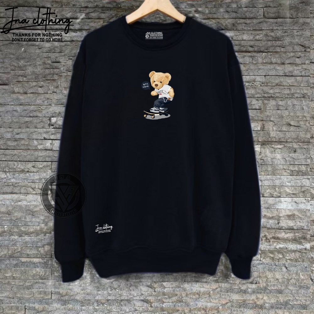 Crewneck Pria Crunek Cowo Crewnek Bear Sweater Laki Switer Gambar Boneka Beruang Simpel Oversize Keren Kekinian Terbaru Terlaris