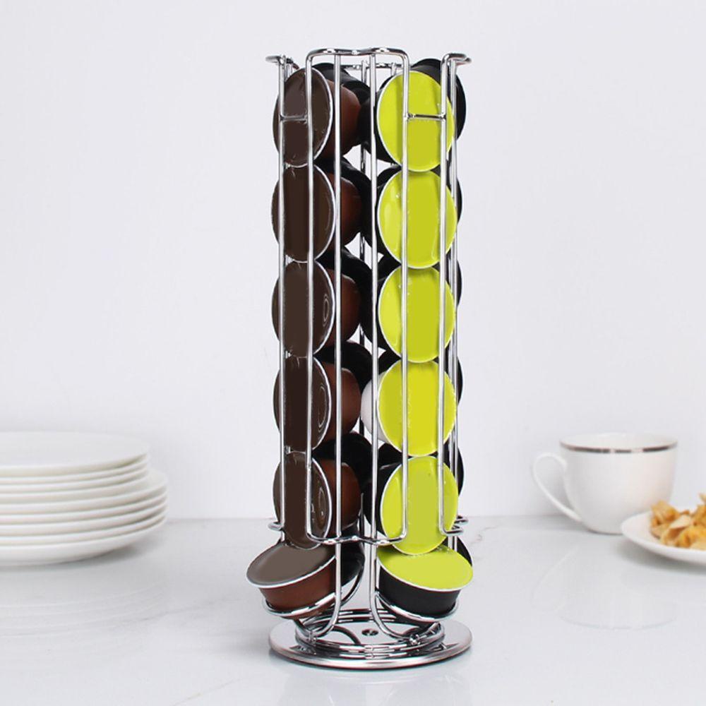 Lily 24Cups Rotatable Coffee Pod Holder Bar Aksesoris Coffee Bar Organizer Cup Holder Shelves Rak Tempat Pod Espresso