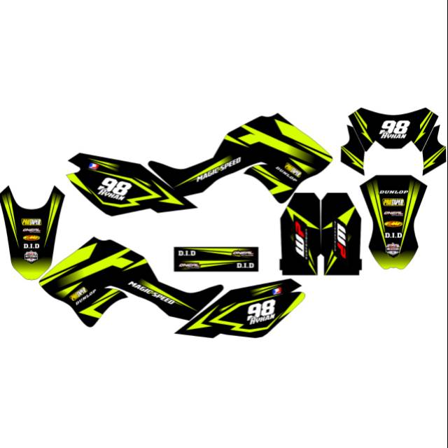 Decal stiker sticker full Kawasaki Dtracker hijau terang stabilo