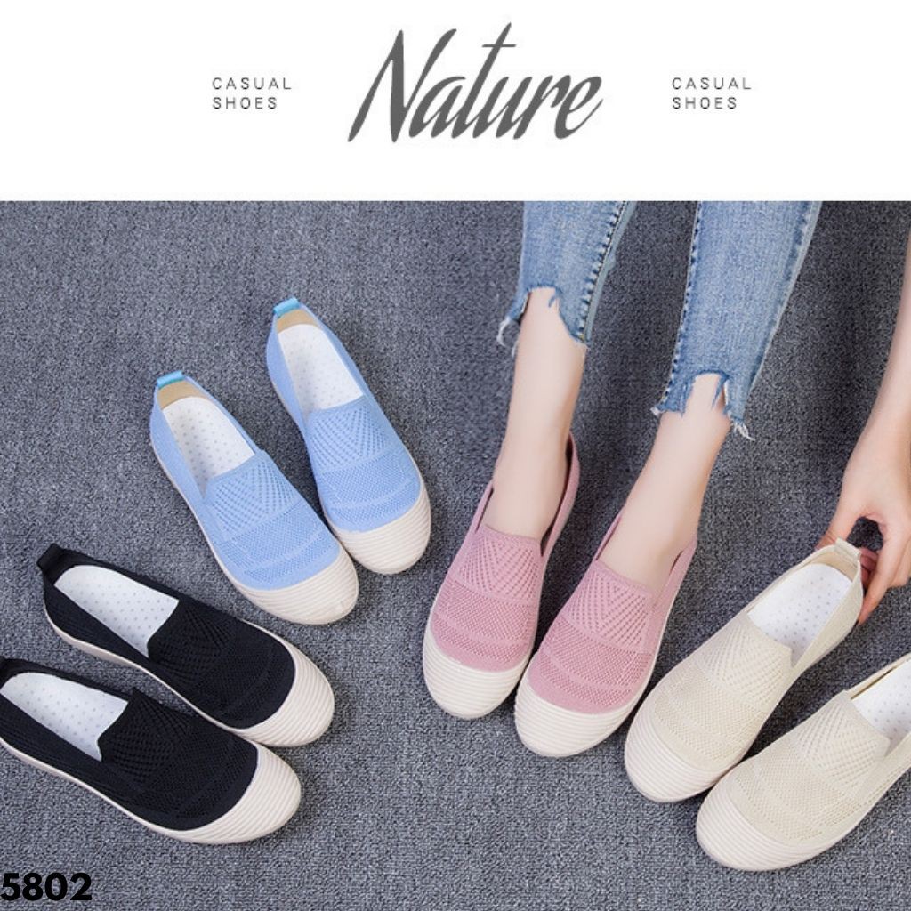 SEPATU SNEAKERS WANITA KARET CASUAL KANVAS NYAMAN BERKUALITAS PASTEL IMPORT ANTI SLIP COMFY 5802