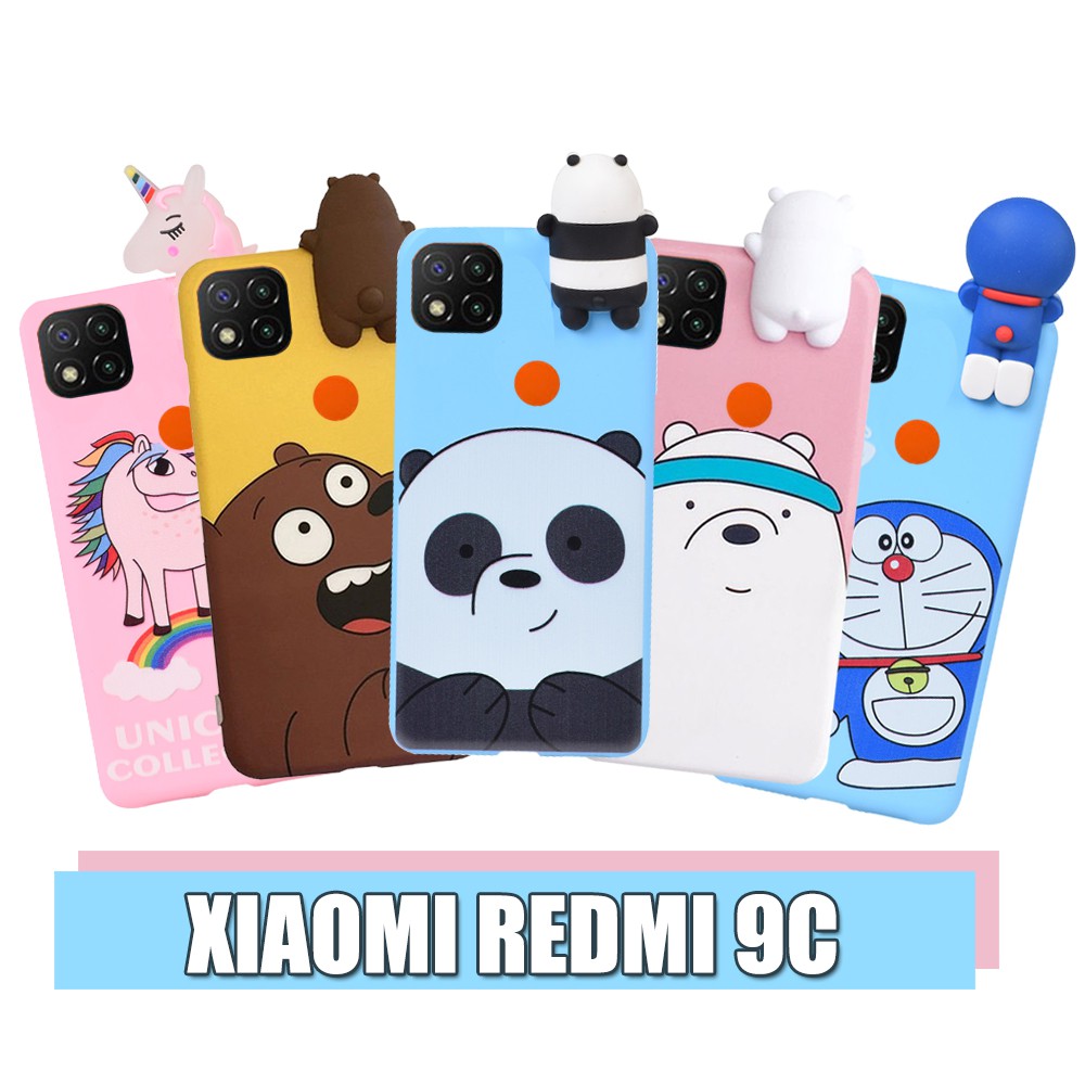 Casing Intip REDMI 9C 9A 9 Soft Case Karakter Doraemon Panda Pony