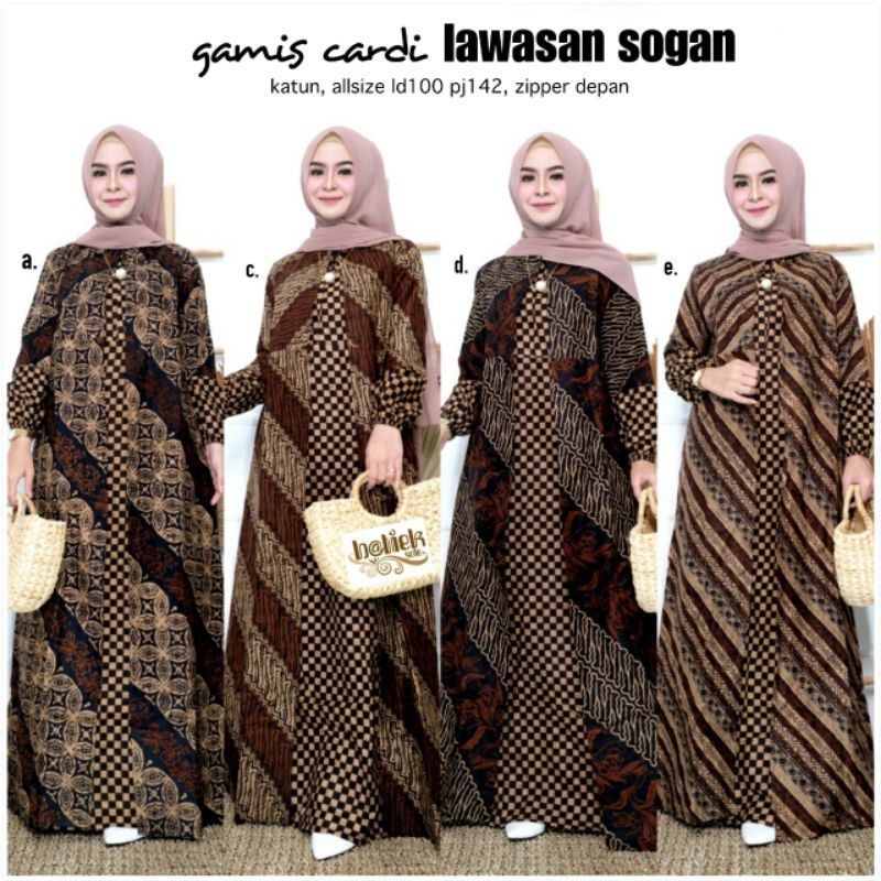 Ori Aksara Batik - Gamis Cardi Lawasan Sogan Original Gamis Modern Wanita Murah Model Elegan Bisui