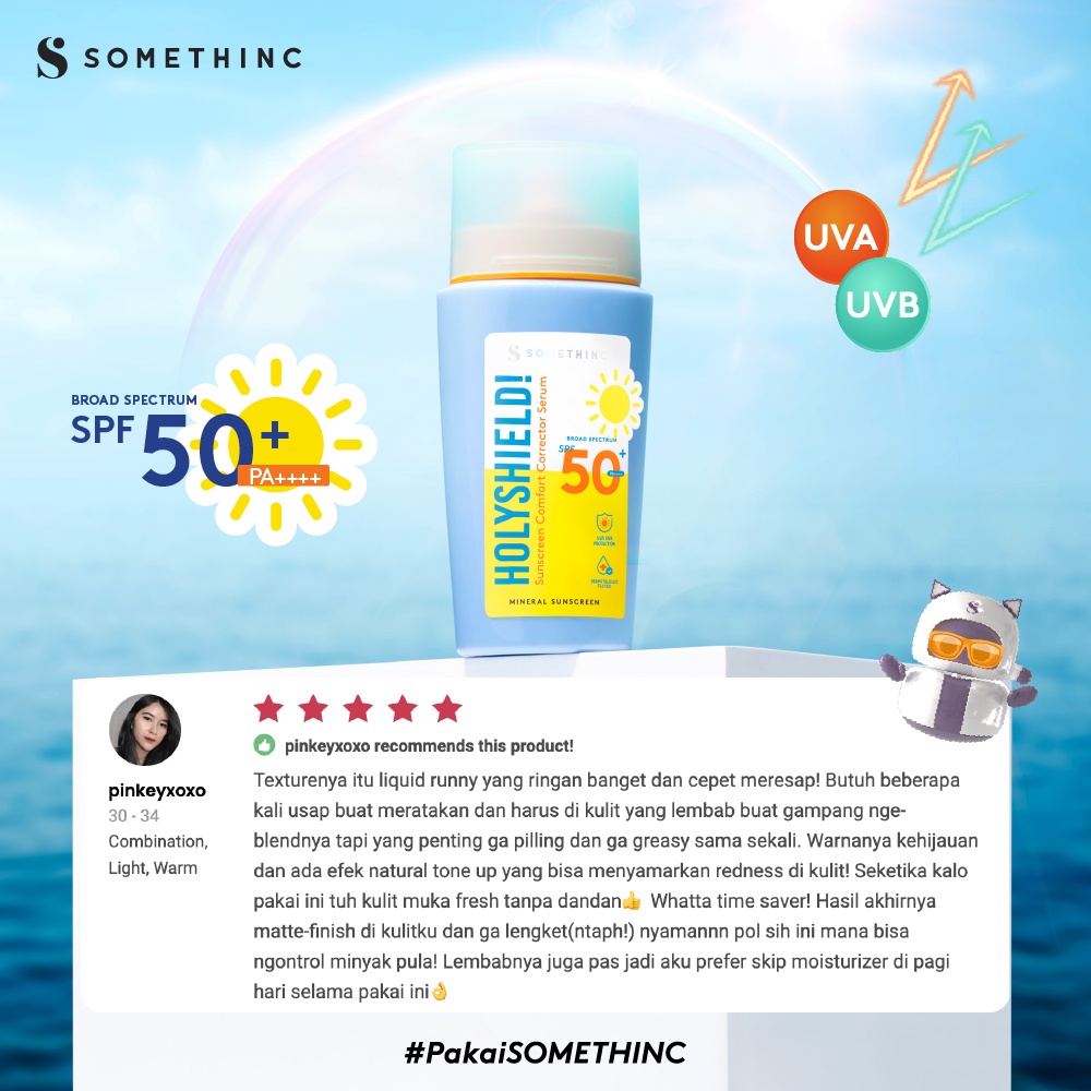 SOMETHINC Holyshield! Sunscreen Comfort Corrector Serum SPF 50+ PA++++ - Sunblock Pelindung dari Sinar Matahari