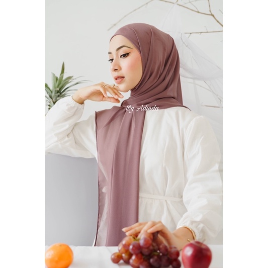 Pashmina Oval Inner 2in1 Instant Ciput Hijab Curve Ceruty babydoll kerudung syari jilbab simpel