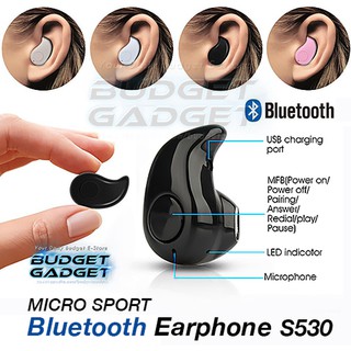 Jual Headset Earphone Earbuds Bluetooth Mini 4 1 Biru Muda Berkualitas