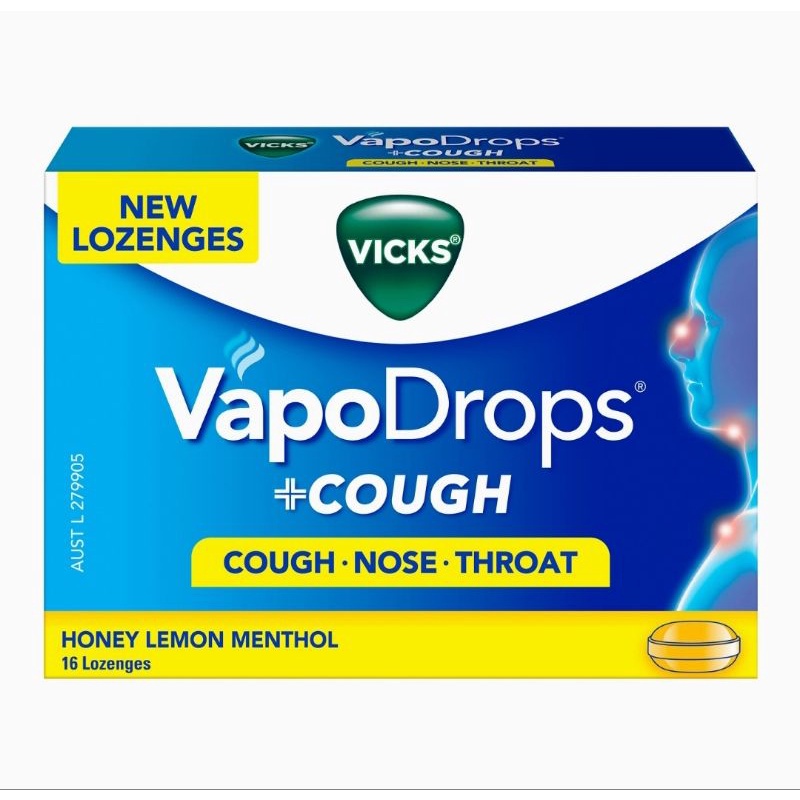 Vicks VapoDrops +COUGH Honey Lemon Menthol 16 Lozenges