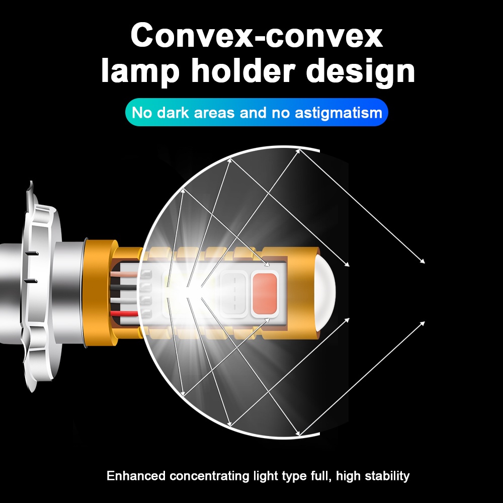 1pc Lampu Depan LED P15D H4 H6 BA20D Hi / Lo Beam 3 Warna Untuk Motor / Skuter