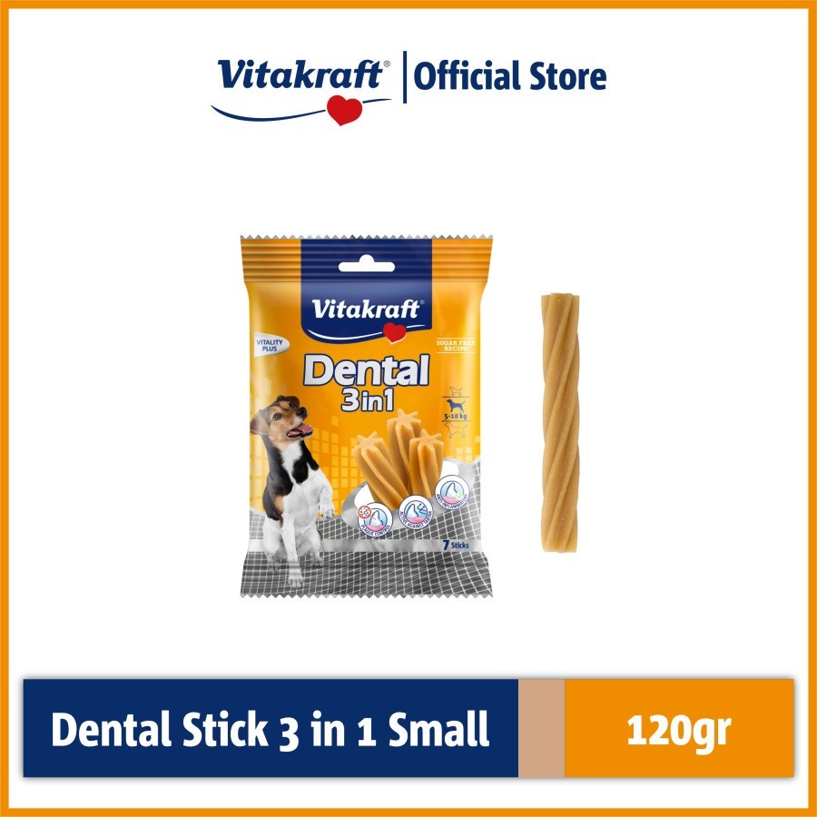 Vitakraft Dental 3in1 Small Makanan Snack Kesehatan Gigi Anjing Kecil