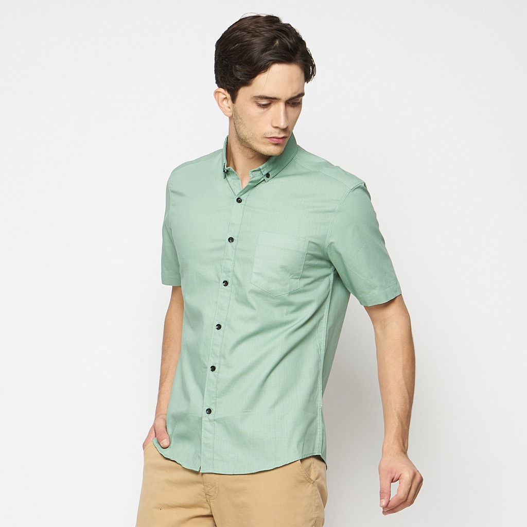 Kemeja Cowok Polos Pria Tangan Pendek Mint Premium Quality Sigarate Slimfit Casual Kantoran Trendy