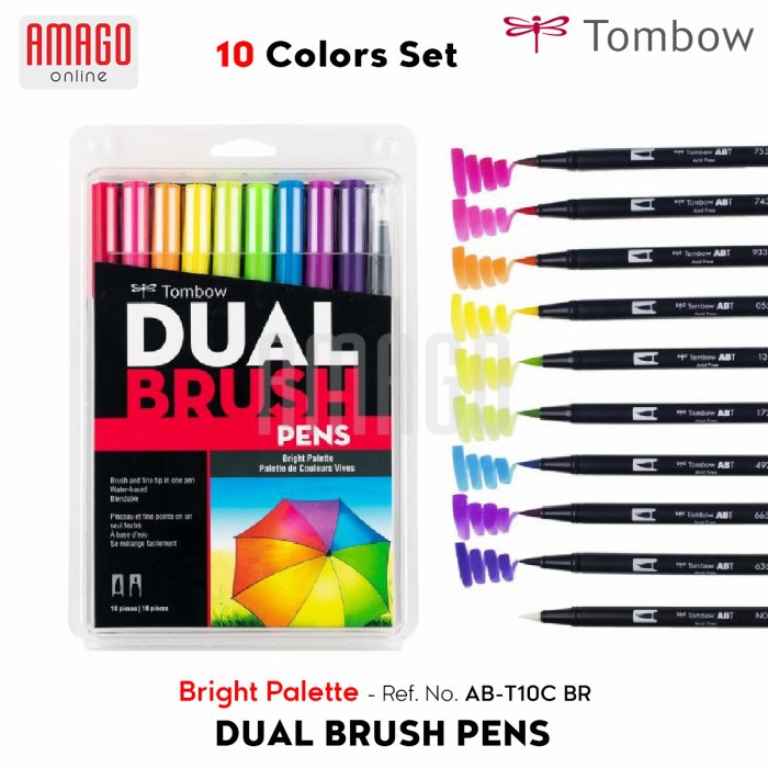 TOMBOW Dual Brush Pens - BRIGHT Palette of 10 colors - AB-T10C BR