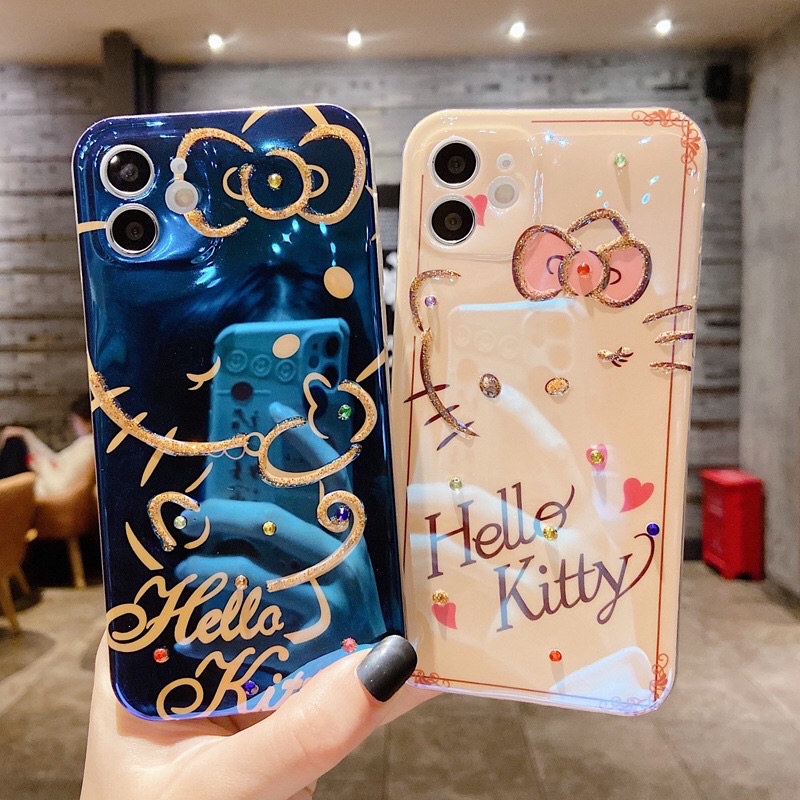 Cute Black Beige Gold Color Hello Kitty Softcase iphone 7/8+ XS XS Max XR 11 Pro Max 12 Pro Max