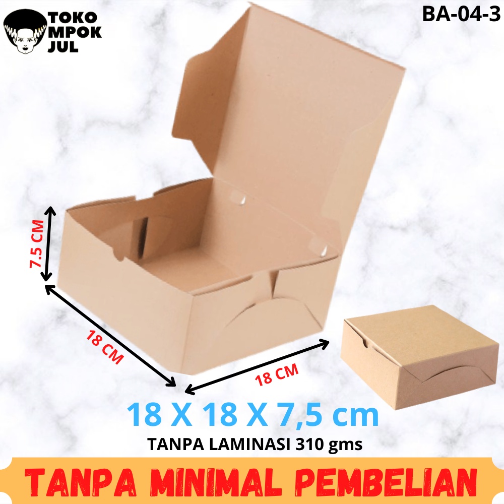 

TANPA MINIMUM - Kotak Dus Box Kardus Nasi Katering Besek Berkat Catering Kue Snack 18x18x7,5 cm 310 gms