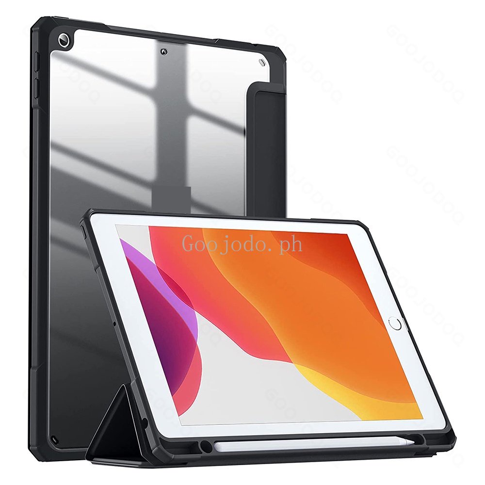 Goojodo Case Transparan Dengan Holder Pensil Untuk iPad Pro 11 2020 2021 Air 2 2018 9.7th 6th 5th Air 4 5 Air 3