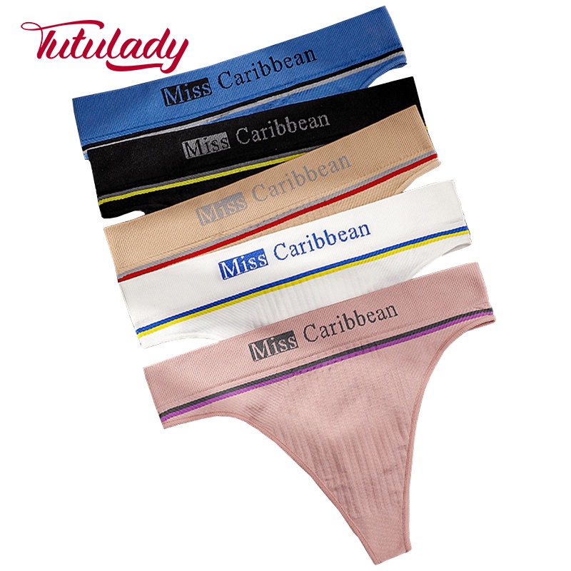 TUTULADY CD Fashion Celana Dalam Wanita Sexy Thong Sport Letter Nyaman