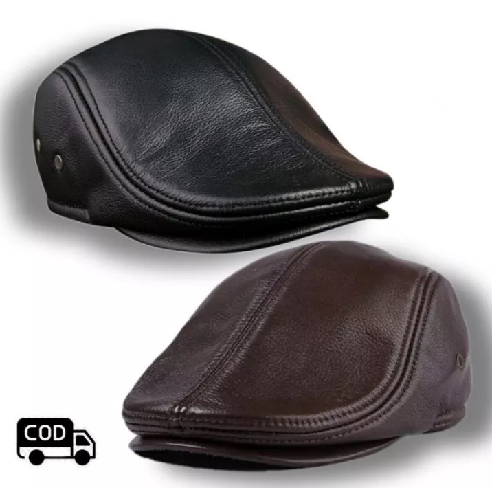 Topi Pet Kulit Asli / Grosir Topi / Copet / Patino Model Flat Cap Murah