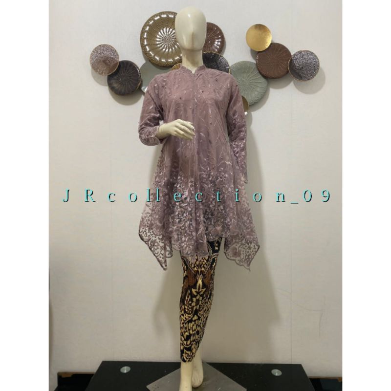 ( C O D ) Set Kebaya Tunik kerah sanghai / Kebaya Retseleting depan / Kebaya Modern / Kebaya Couple