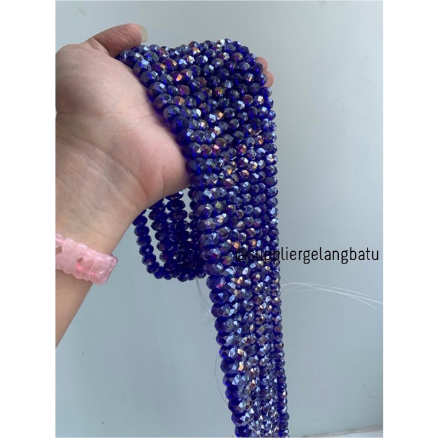 Crystal Ceko 12mm BLUE QUARTZ metallic biru kuarsa metal kristal impor bahan kalung gelang anting strap mask kerajinan tangan craft citayam fashion week etink vintage elegan bali manik crystal