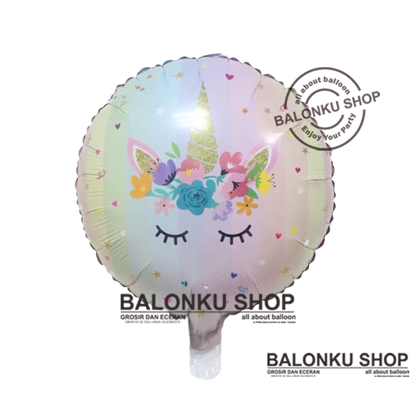 Balon Foil Unicorn Bulat / Balon Unicorn / Balon Karakter Unicorn