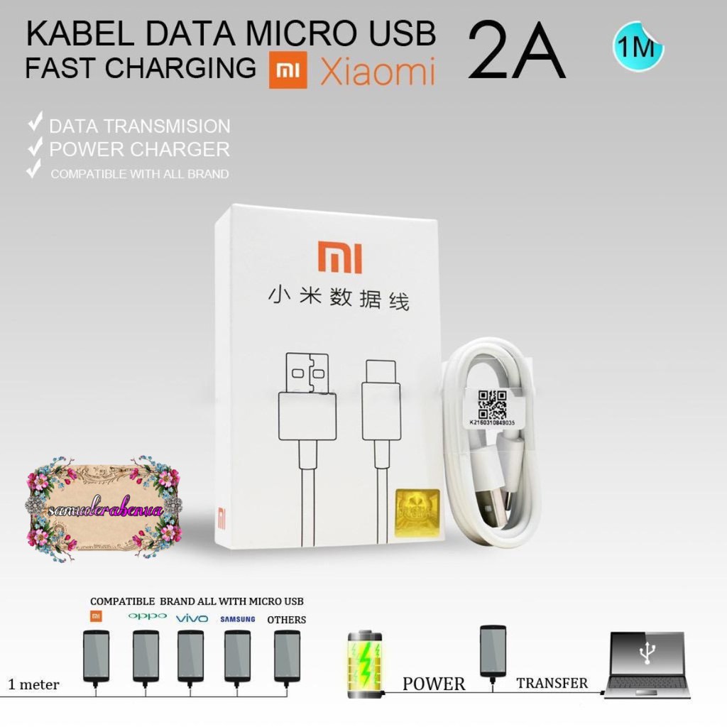 BM002 Mi9 White Xiaomi Kabel Data New Model Original Redmi Note 5a 4 4x 7 6 6pro Micro USB SB1690