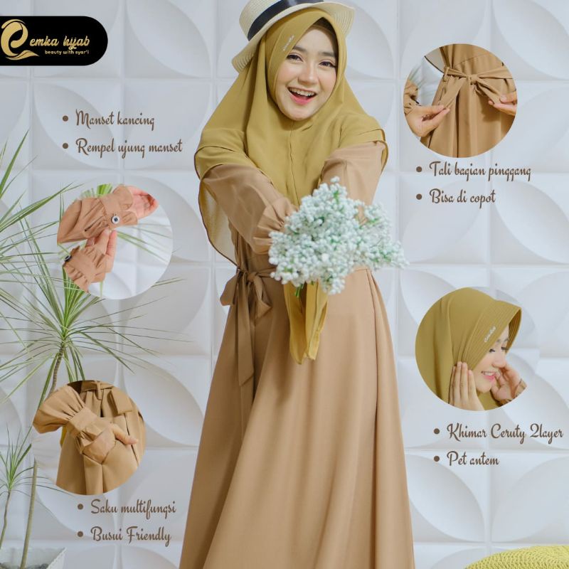 Gamis Wisteria by Emka Hijab/Gamis set khimar Syakila Import/Dress Syari