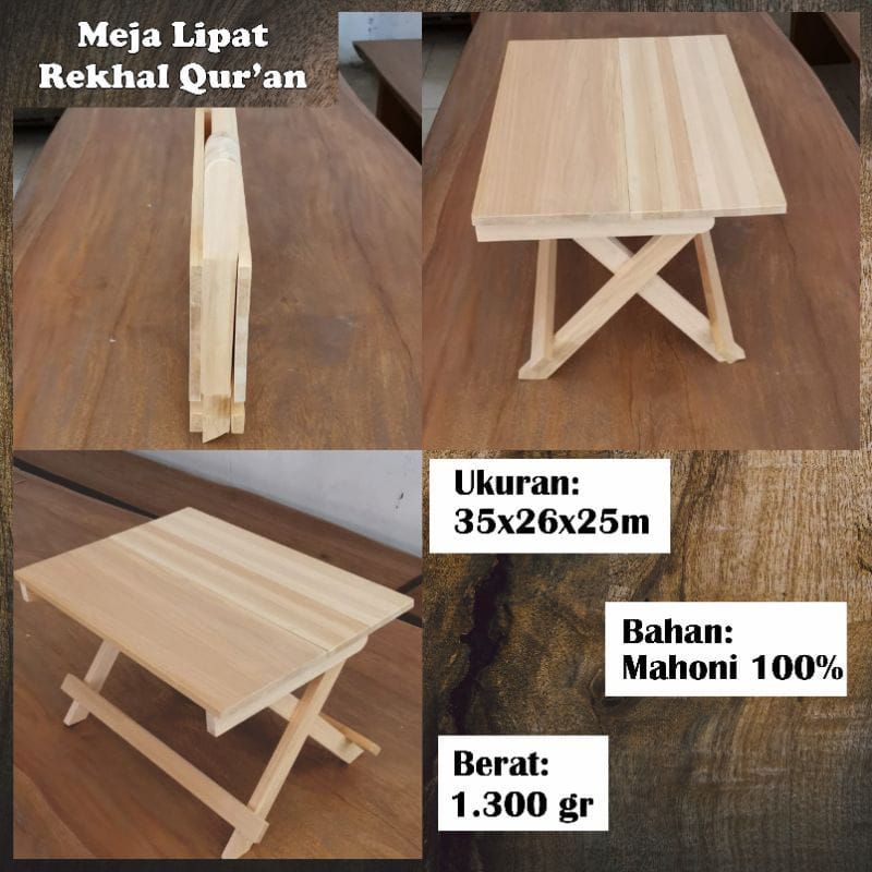 Rehal Quran Meja Lipat Kayu Meja Belajar Meja Ngaji