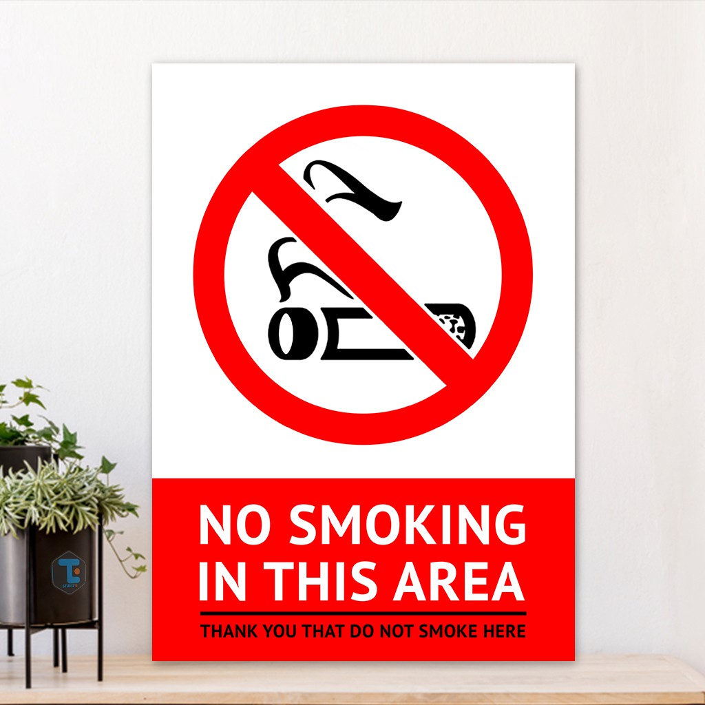 Poster Sign No Smoking On This Area Hiasan Dinding Wall Decor Tanda Larangan Dilarang Merokok