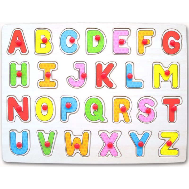 Puzzle Kayu Knob Huruf/Alphabet (brown)