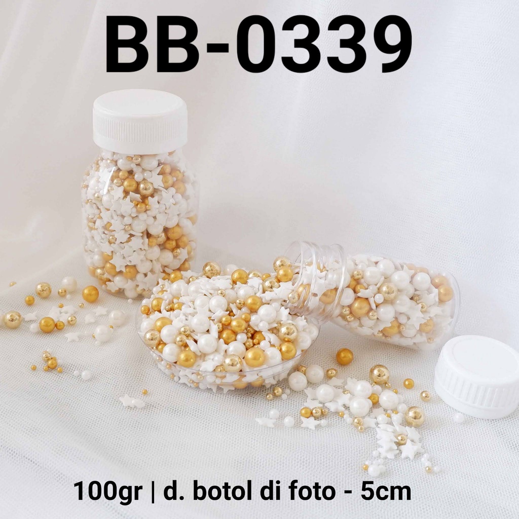 

BB-0339 Sprinkles sprinkle springkel 100gr bintang mutiara putih emas yamama baking grosir murah sprinkles cake dekorasi mutiara trimit decoration story sprinklestory sprinklesstory sprinkle story yamama baking