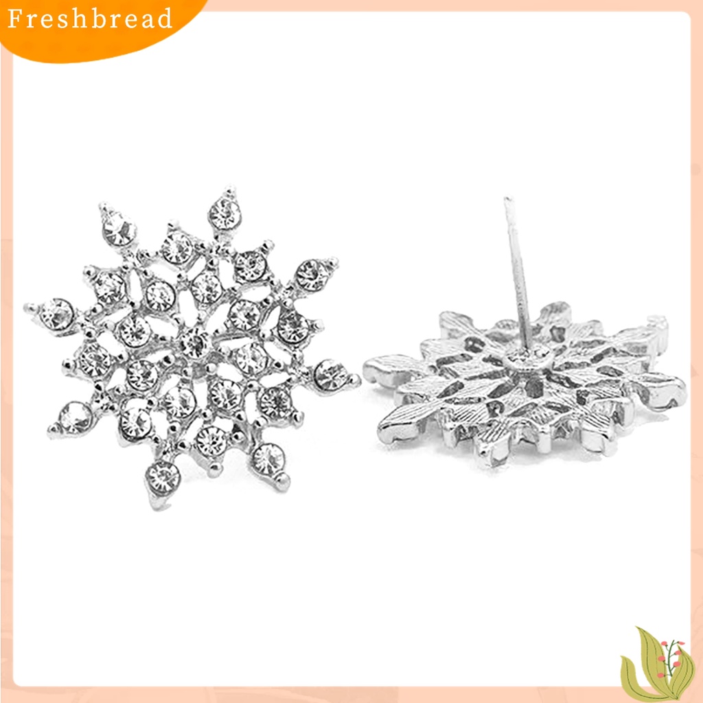 ? Fresh ? Anting Tusuk Motif Snowflake Hias Berlian Imitasi Elegan untuk Wanita / Hadiah