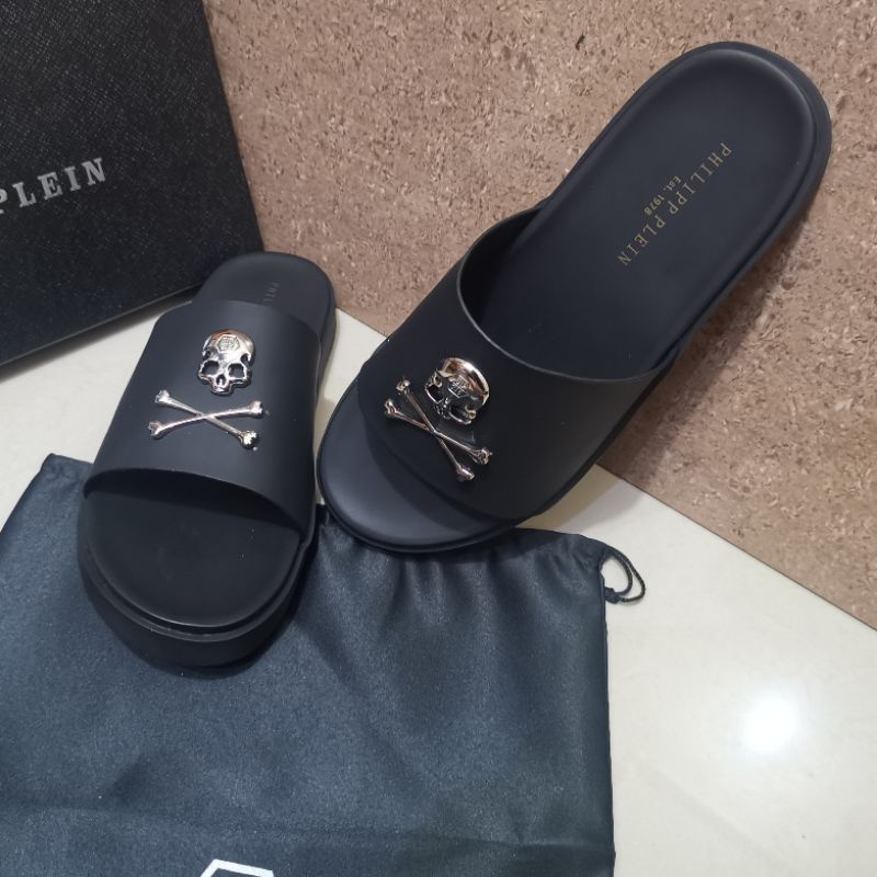 sandal pria philipp plein sendal cowok flat selop slide mirror