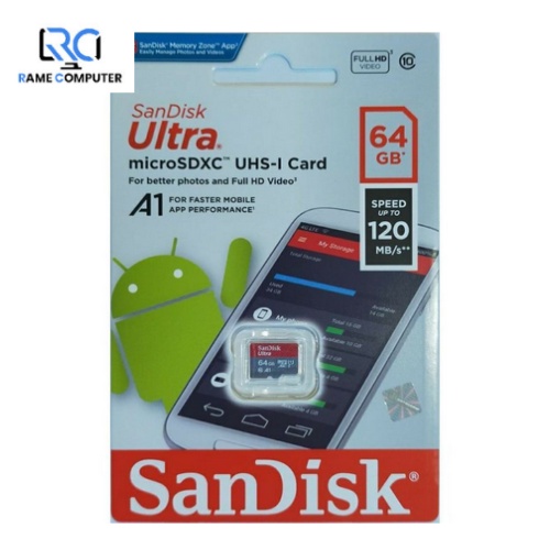 MICROSD SanDisk 64GB Sandisk Ultra A1 up to 120Mbps Class 10