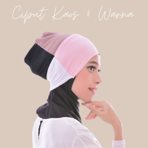 CIPUT KAOS KOMBINASI - BANDANA - INNER HIJAB 4 WARNA