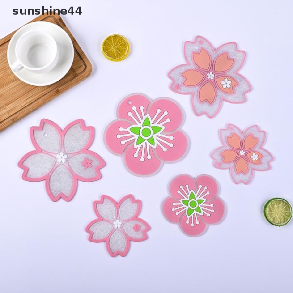 Sunshine 1pc Alas Piring / Wadah Makanan Dengan Bahan Insulasi Thermal Anti-Slip Dan Gambar Bunga Sakura