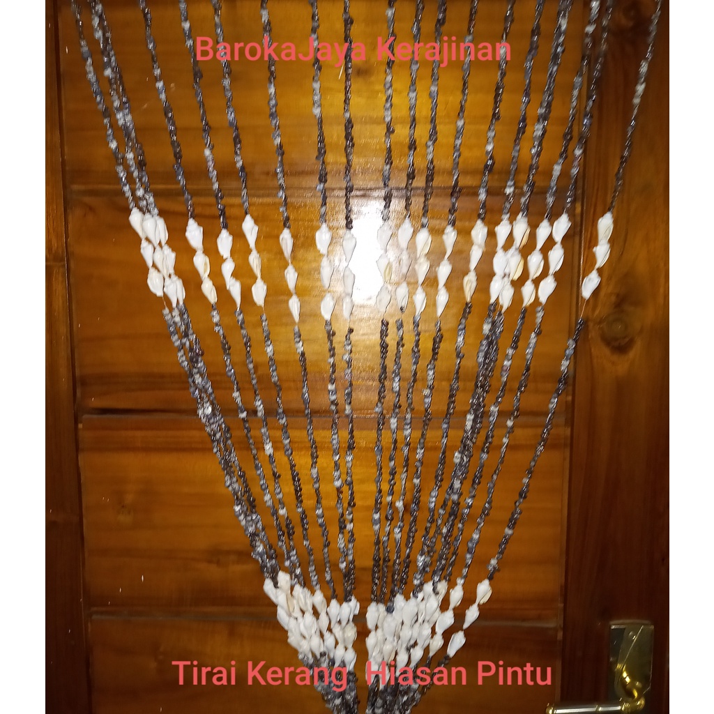 Tirai Kerang Hitam Putih Hiasan Pintu 20 rangkaian