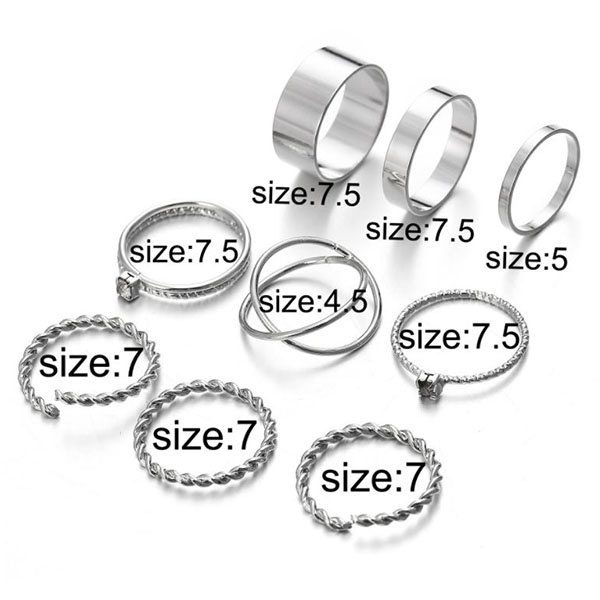 cincin set 9pcs creatuve geometric set rings jci076(1H3)