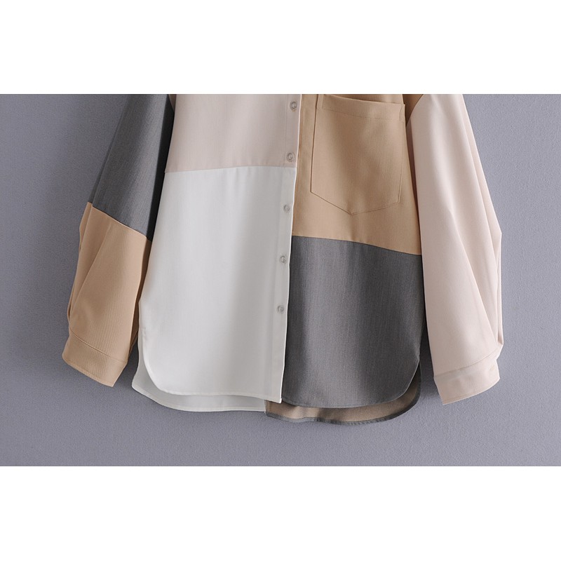 Kemeja Wanita Polos Dua Warna Casual Shirt Two Tone Mix Color Shirt-5