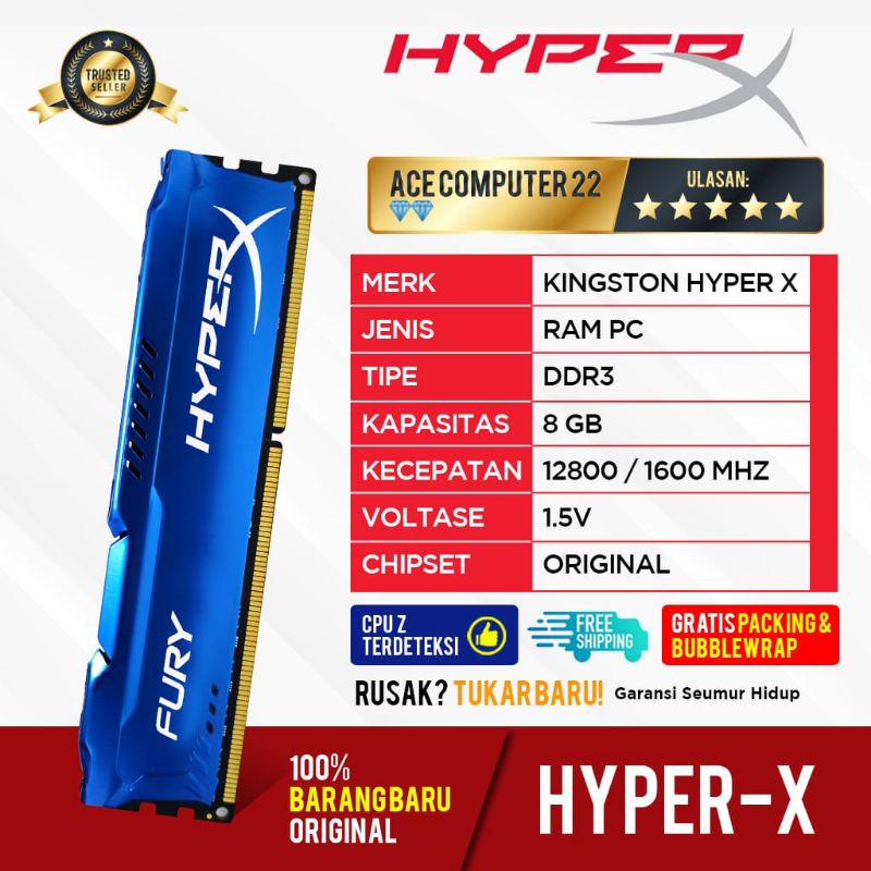 RAM HYPER X DDR3 8GB PC12800 KINGSTON