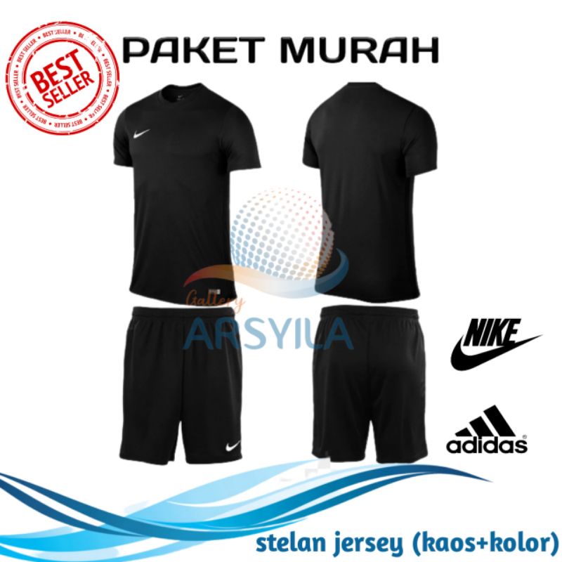 Stelan Jersey/ Futsal Polos hitam