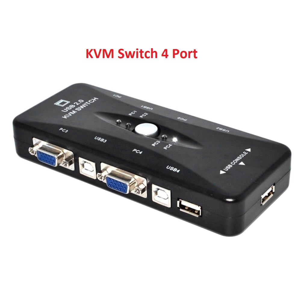KVM Switch 4 Port USB 2.0 Support Sharing Printer Keyboard Mouse