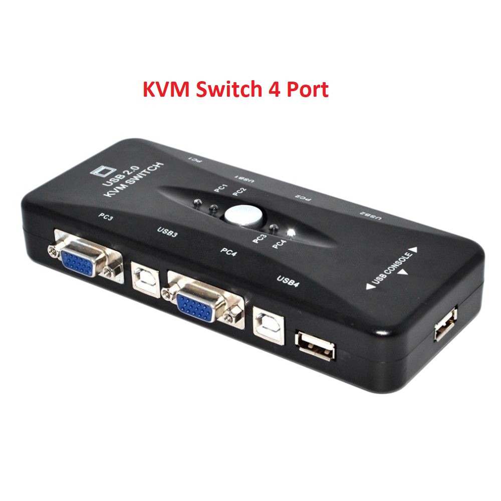 KVM Switch 4 Port USB 2.0 Support Sharing Printer