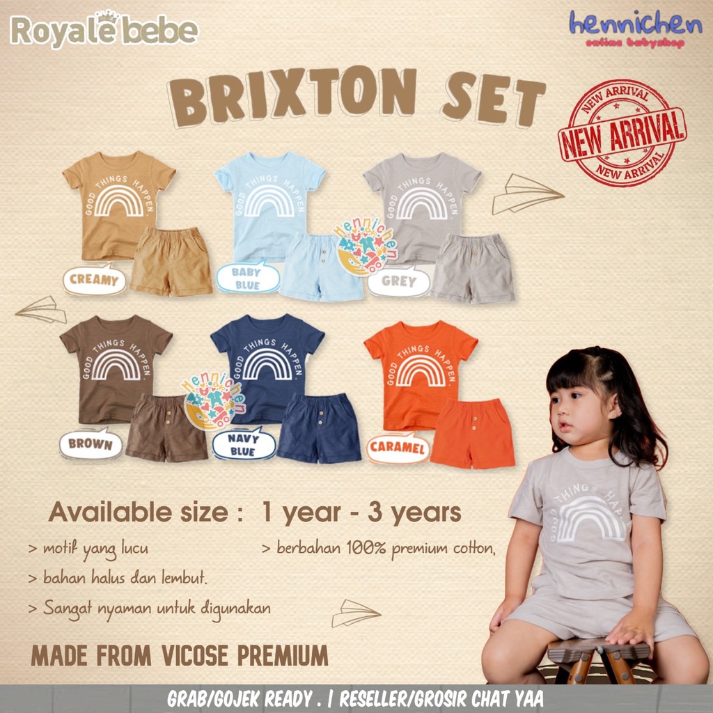 ROYALE BEBE BRIXTON SET - SETELAN ANAK BAJU PENDEK CELANA PENDEK SETELAN BAJU ANAK 1 - 3 TAHUN