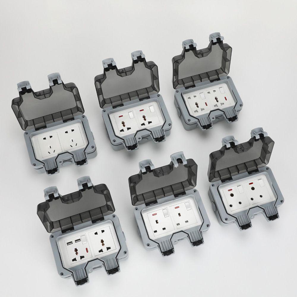 POPULAR Stop Kontak Double Switched UK Colokan IP66 13A 2gang Power Socket
