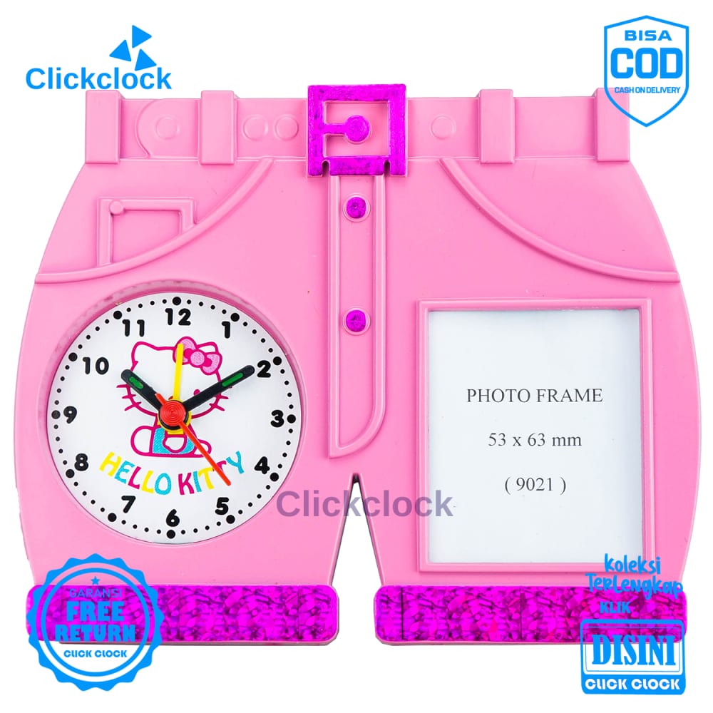 Jam Weker Quartz Dekorasi Meja Doraemon Biru Hello Kitty Pink Kaiwa 9021 Kecil