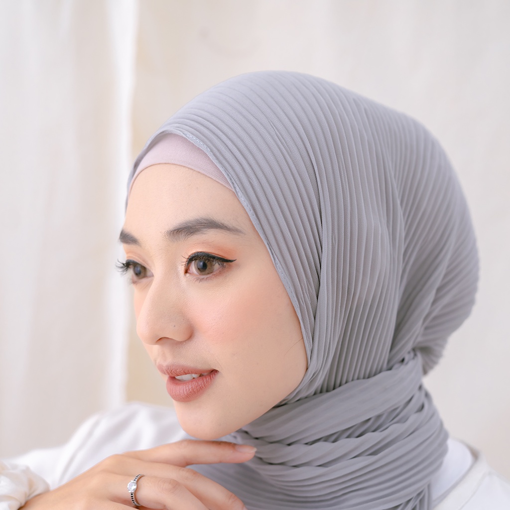 Maula Hijab - Kerudung Pashmina Plisket Lidi Full Tanpa Garis Tengah Jilbab Pasmina Ceruty Babydoll Premium-5